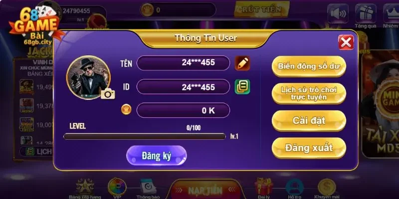 Hướng dẫn bảo mật tài khoản đăng ký 68gamebai